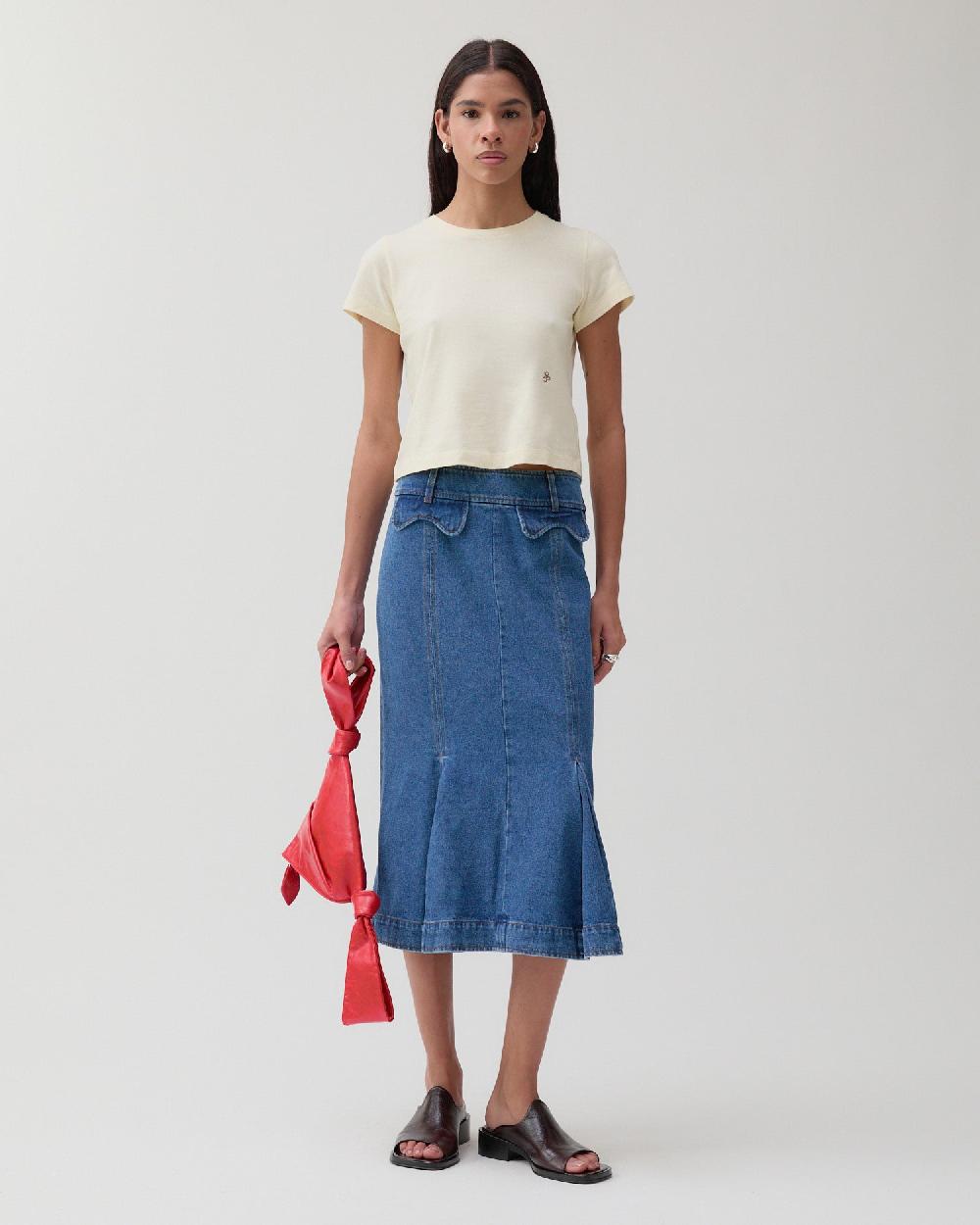 rejina pyo Monroe Skirt Organic Cotton Denim Blue