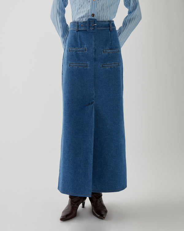 Rejina Pyo Nana Skirt Organic Cotton Denim Blue