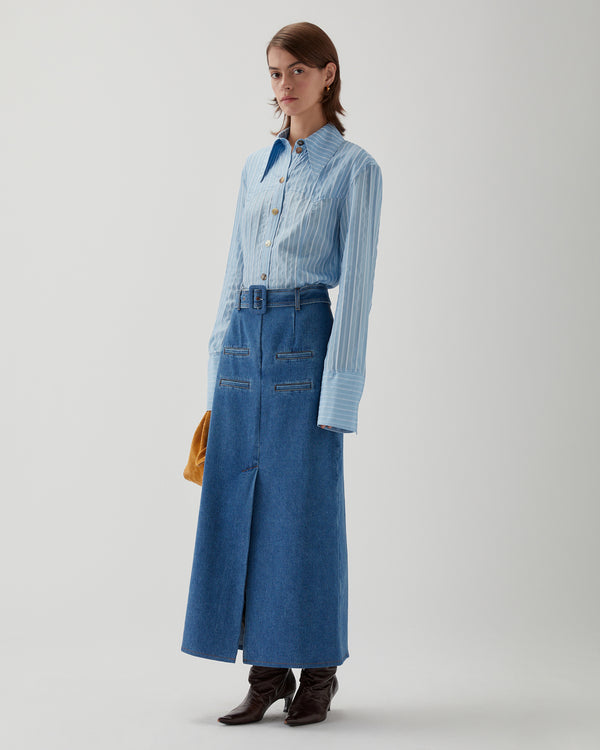 Rejina Pyo Nana Skirt Organic Cotton Denim Blue
