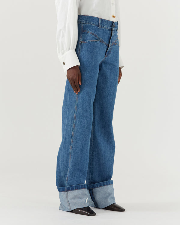Rejina Pyo Nemy Trousers Organic Cotton Denim Blue