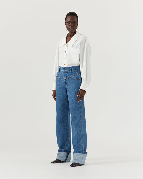 Rejina Pyo Nemy Trousers Organic Cotton Denim Blue