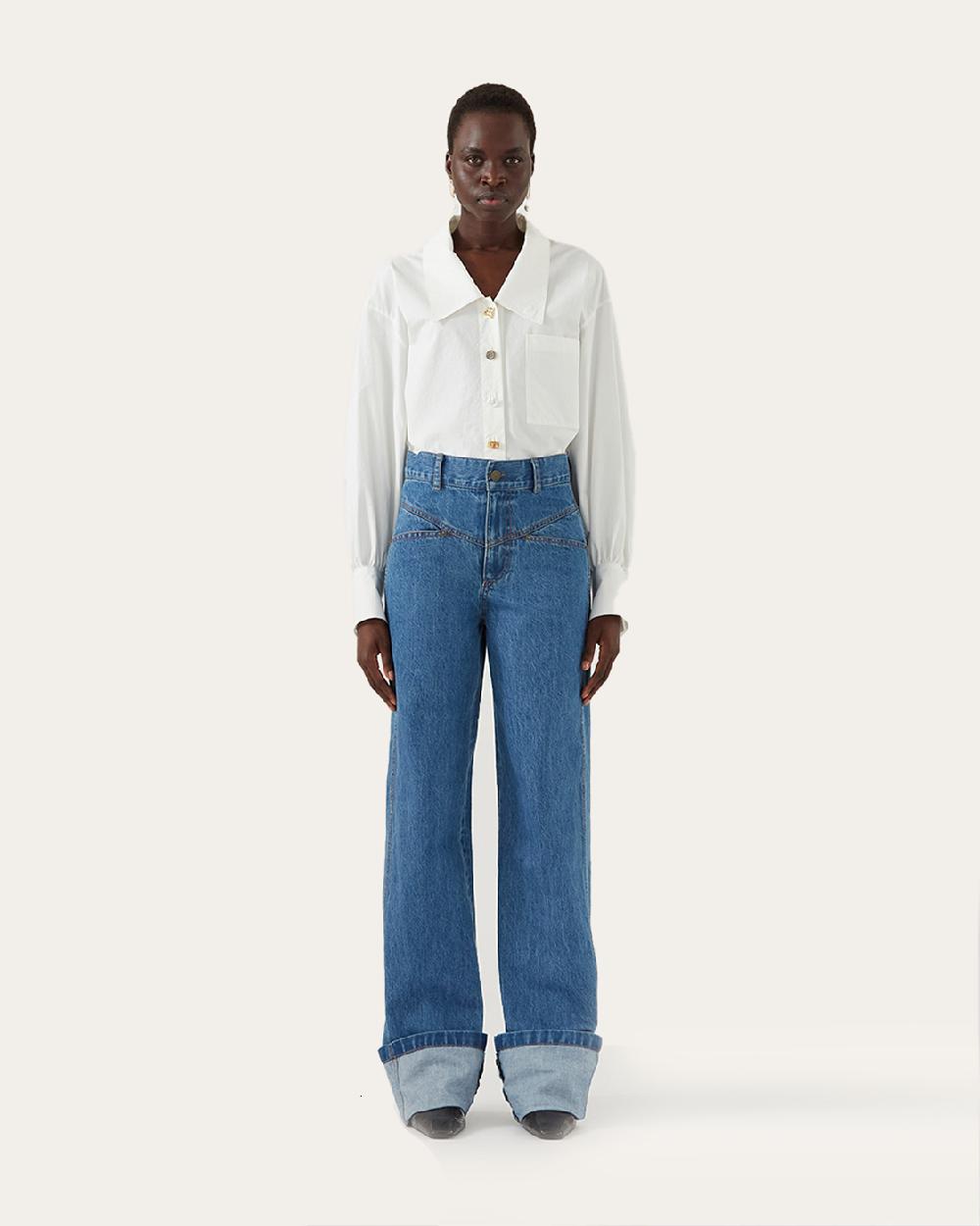 rejina pyo Nemy Trousers Organic Cotton Denim Blue