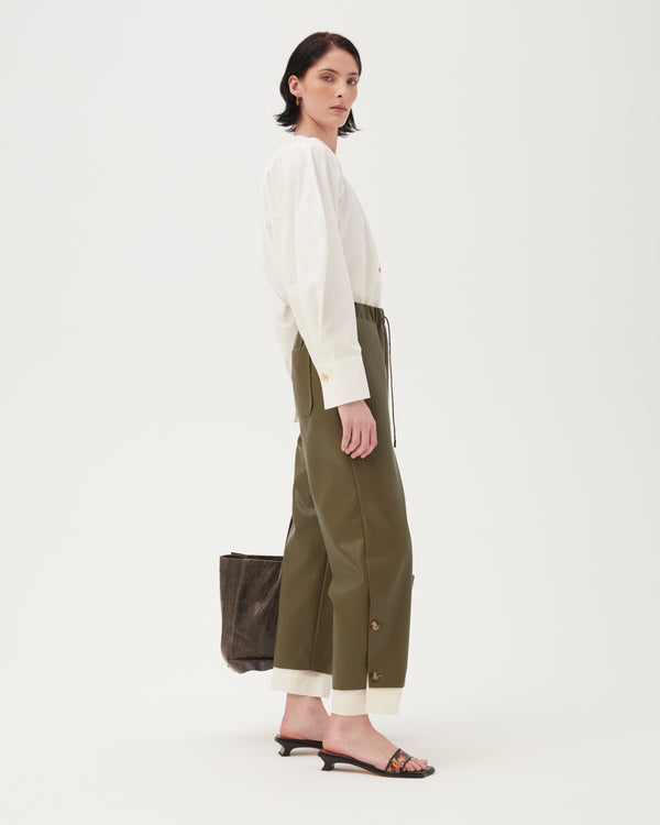 Rejina Pyo Noemi Trousers Faux Leather Green