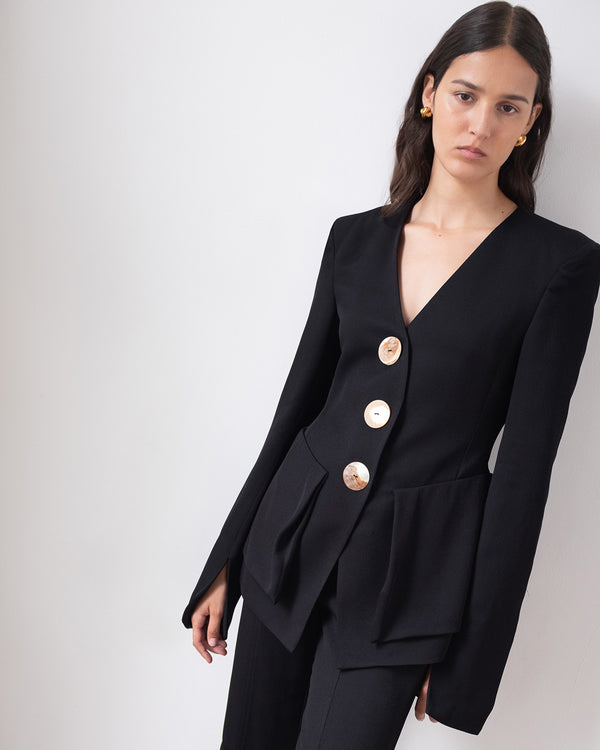 Rejina Pyo Noemie Blazer Crepe Twill Viscose Black