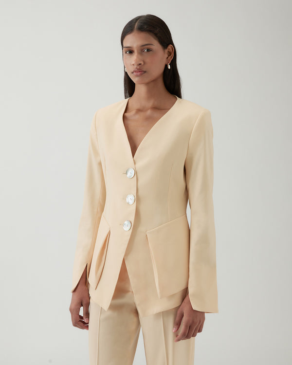 Rejina Pyo Noemie Blazer Wool Blend Suiting Butter