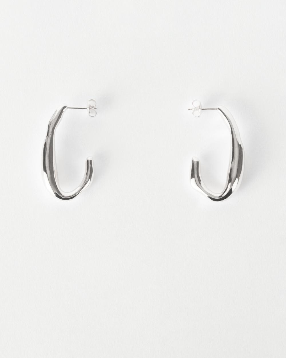 rejina pyo Oblong Hoops Silver Plated
