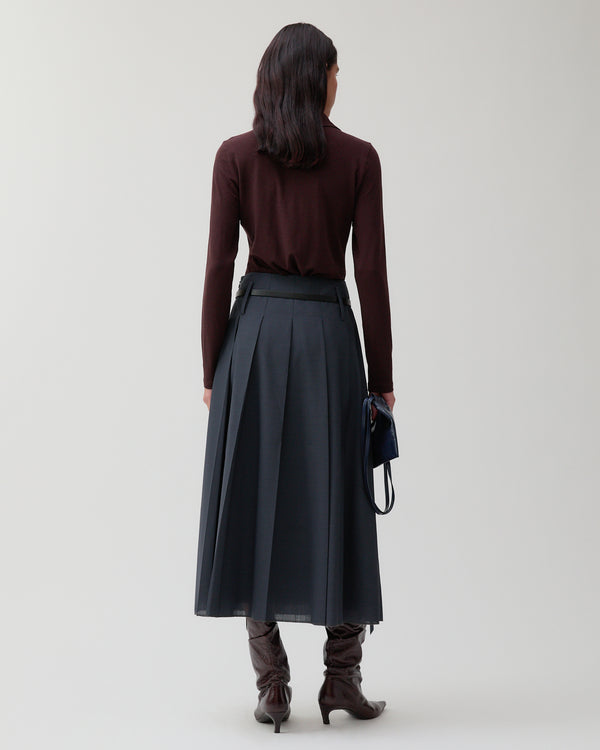 Rejina Pyo Odette Skirt Wool Blend Suiting Slate