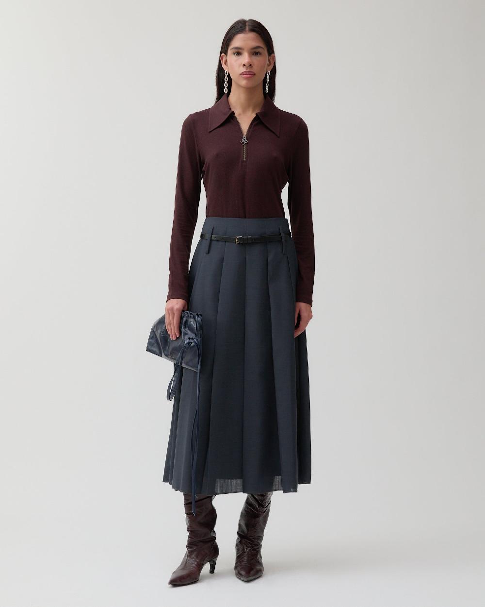 rejina pyo Odette Skirt Wool Blend Suiting Slate