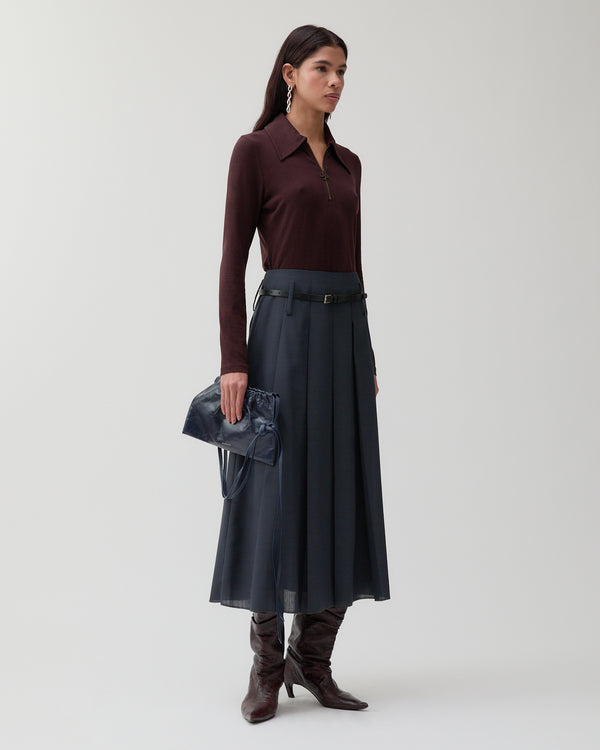Rejina Pyo Odette Skirt Wool Blend Suiting Slate