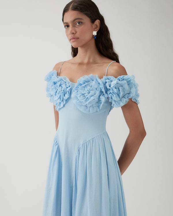 Rejina Pyo Ophelia Dress Pleated Cotton Blue