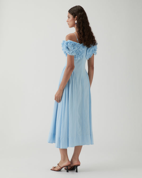 Rejina Pyo Ophelia Dress Pleated Cotton Blue