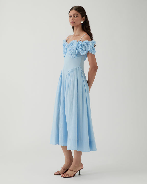 Rejina Pyo Ophelia Dress Pleated Cotton Blue