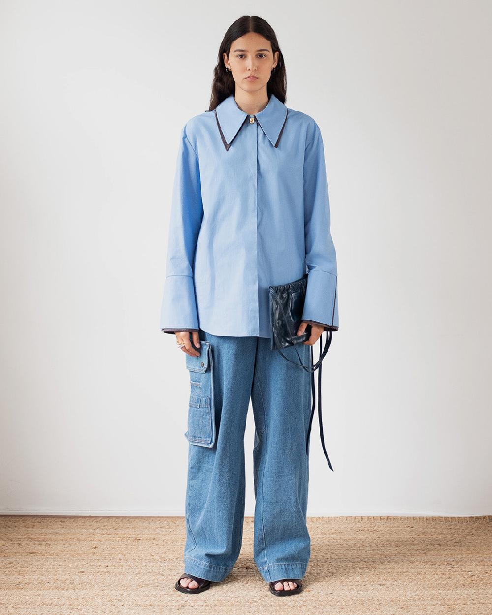 rejina pyo Parker Shirt Organic Cotton Blue