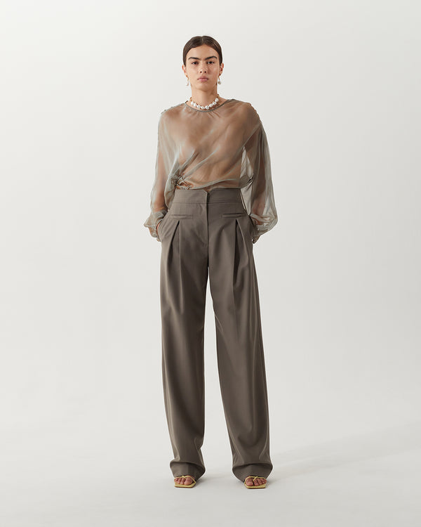 Rejina Pyo Piper Trousers Wool Blend Suiting Slate