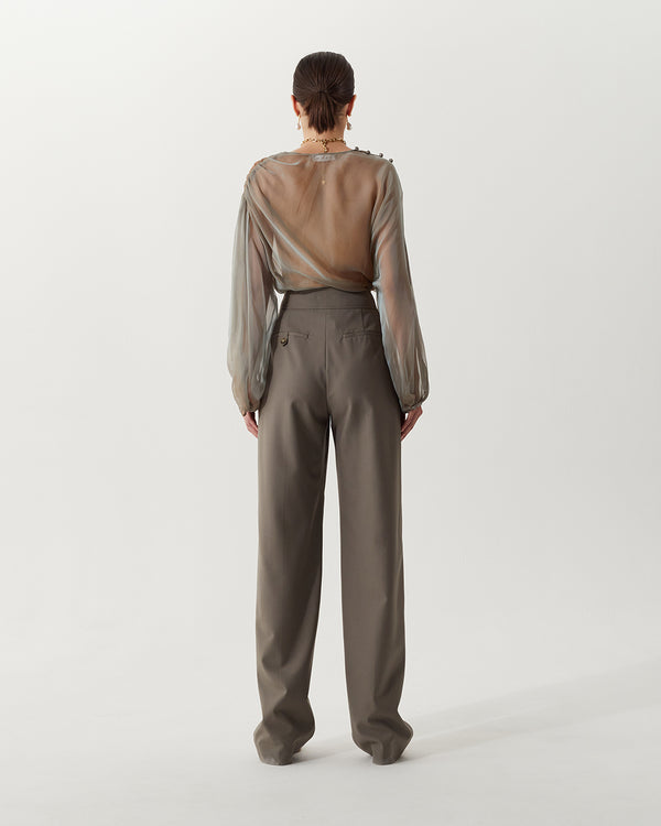 Rejina Pyo Piper Trousers Wool Blend Suiting Slate