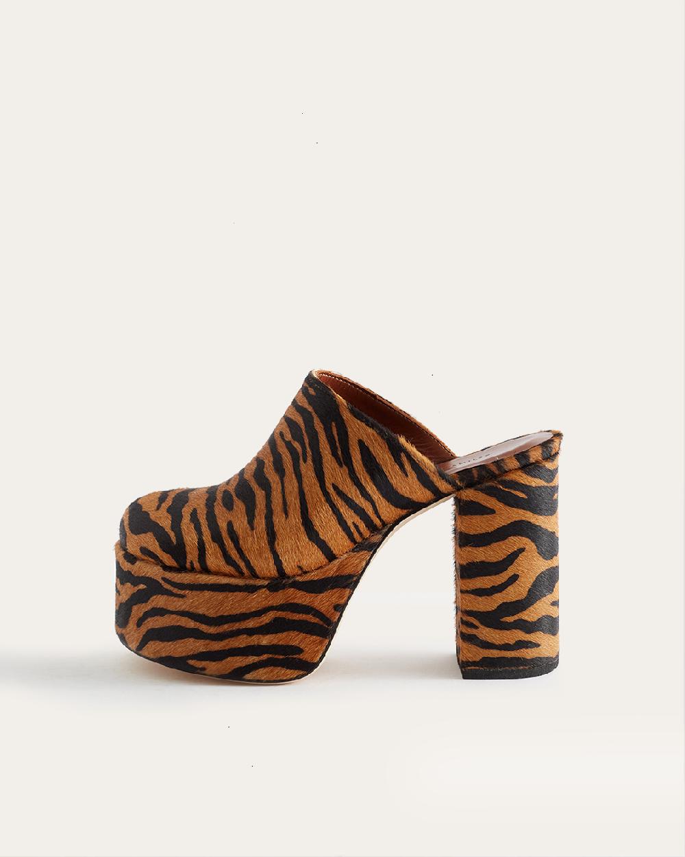 rejina pyo Polly Platform Calfhair Print Brown