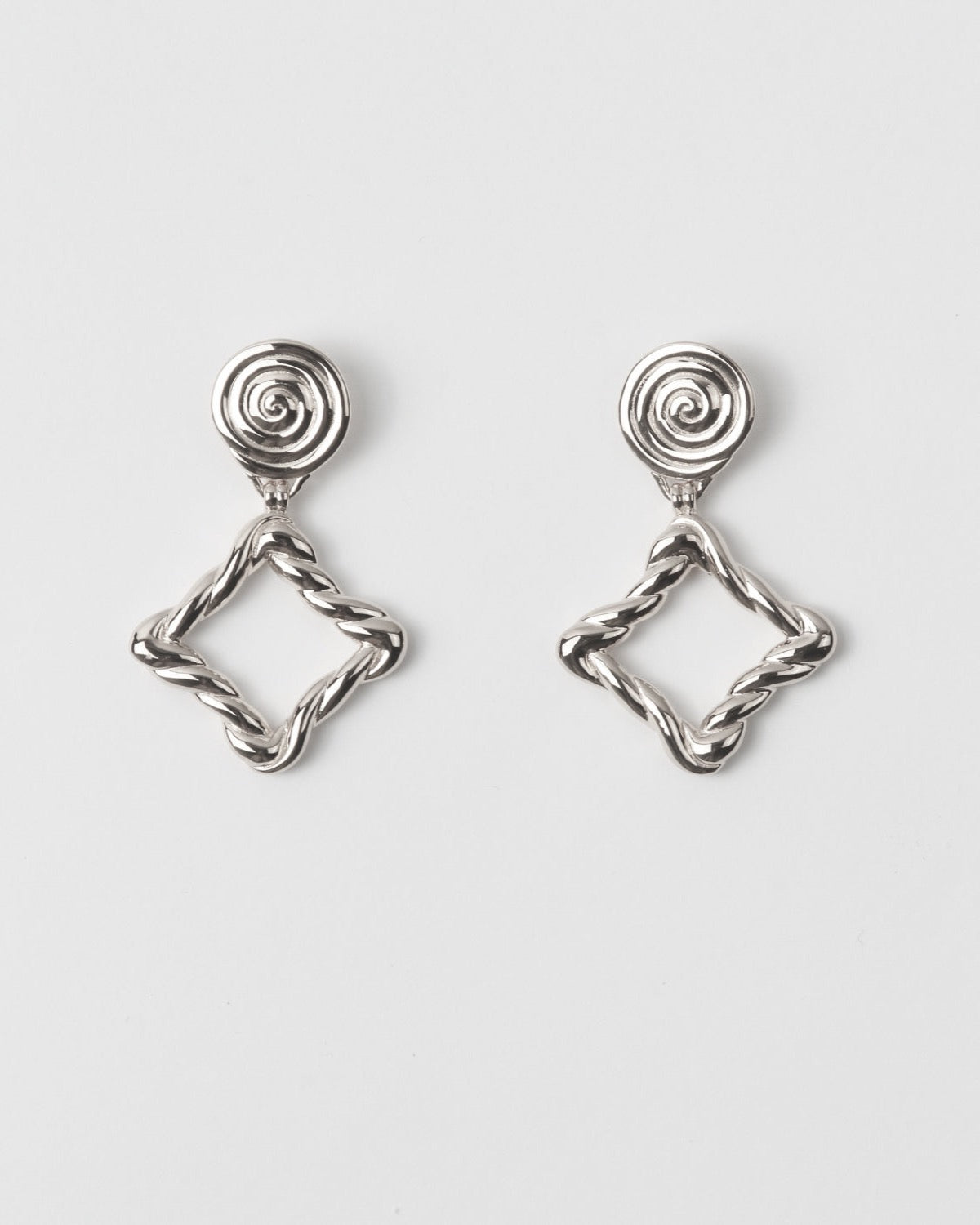 rejina pyo Rectangle Twirl Earrings Silver Plated
