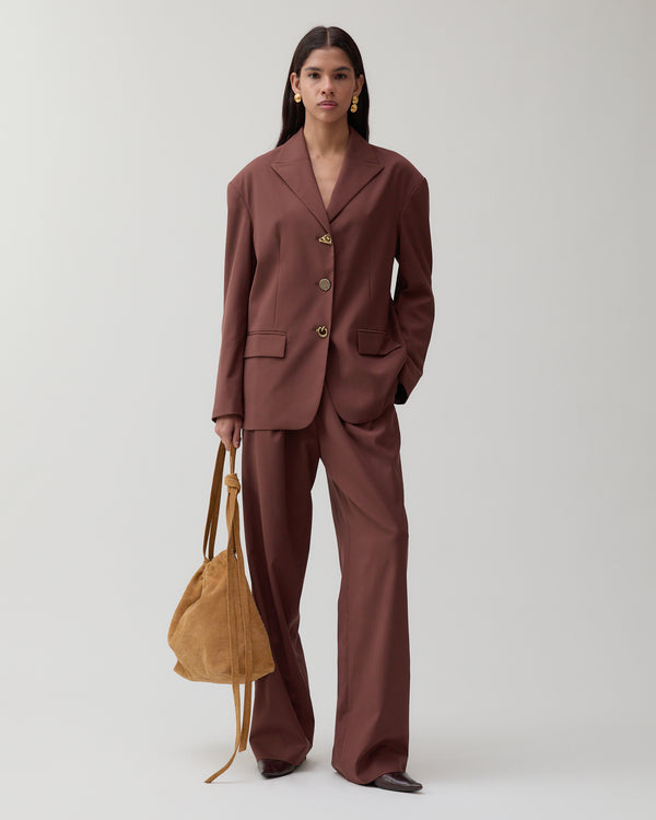 Rejina Pyo Reine Trousers Wool Blend Brown