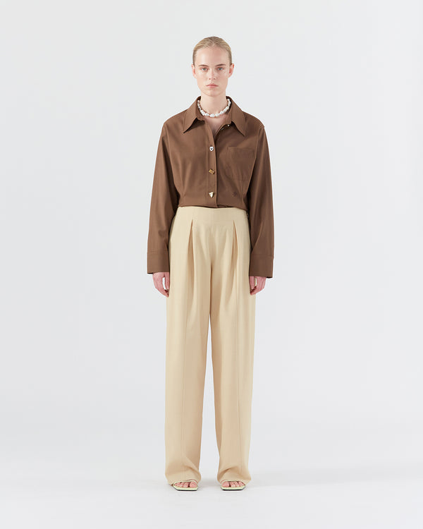 Rejina Pyo Reine Trousers Wool Blend Shortbread