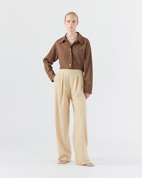 Rejina Pyo Reine Trousers Wool Blend Shortbread