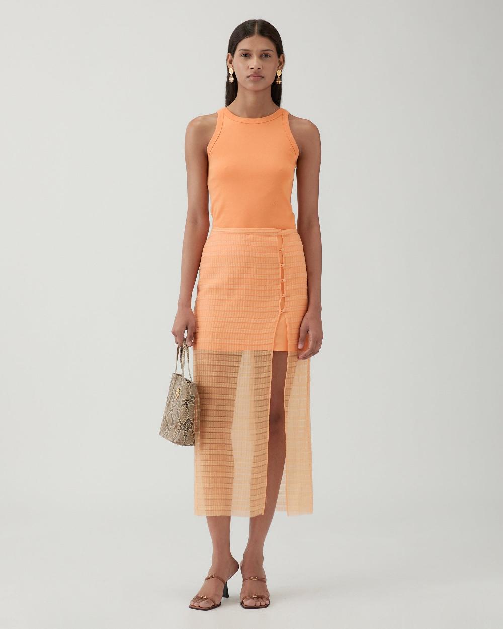 rejina pyo Reya Skirt Silk Blend Peach