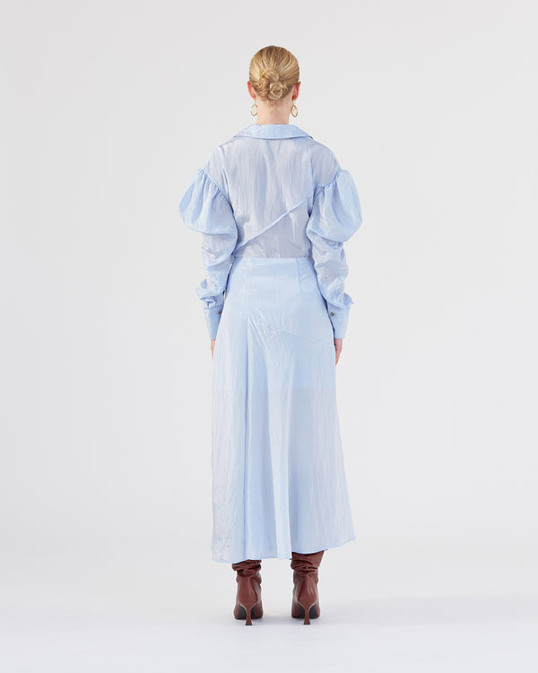 Rejina Pyo Ria Skirt Viscose Blend Crinkle Blue