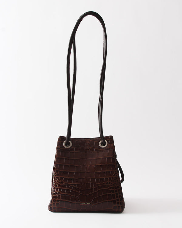 Rejina Pyo Rita Bucket Leather Embossed Brown