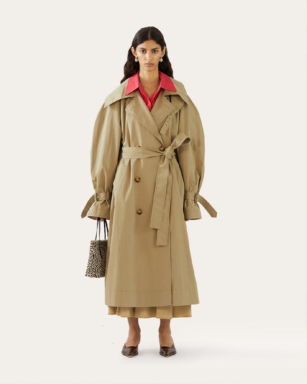 rejina pyo Romy Trenchcoat Cotton Blend Twill Sage