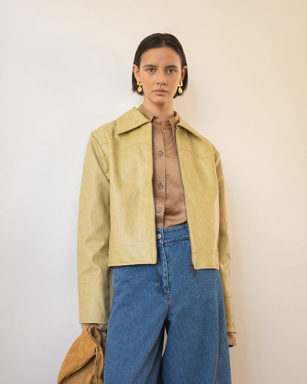 Rejina Pyo Rowan Jacket Faux Leather Beige