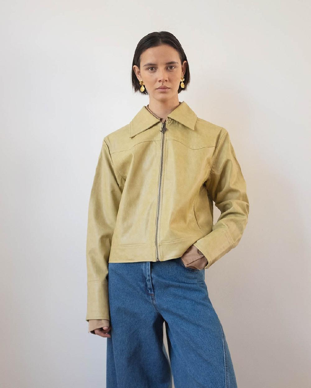 rejina pyo Rowan Jacket Faux Leather Beige