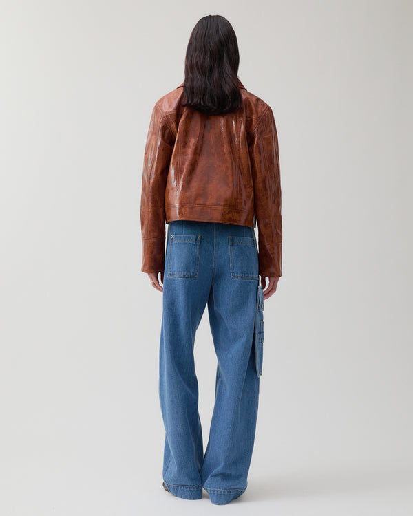 Rejina Pyo Rowan Jacket Faux Leather Brown