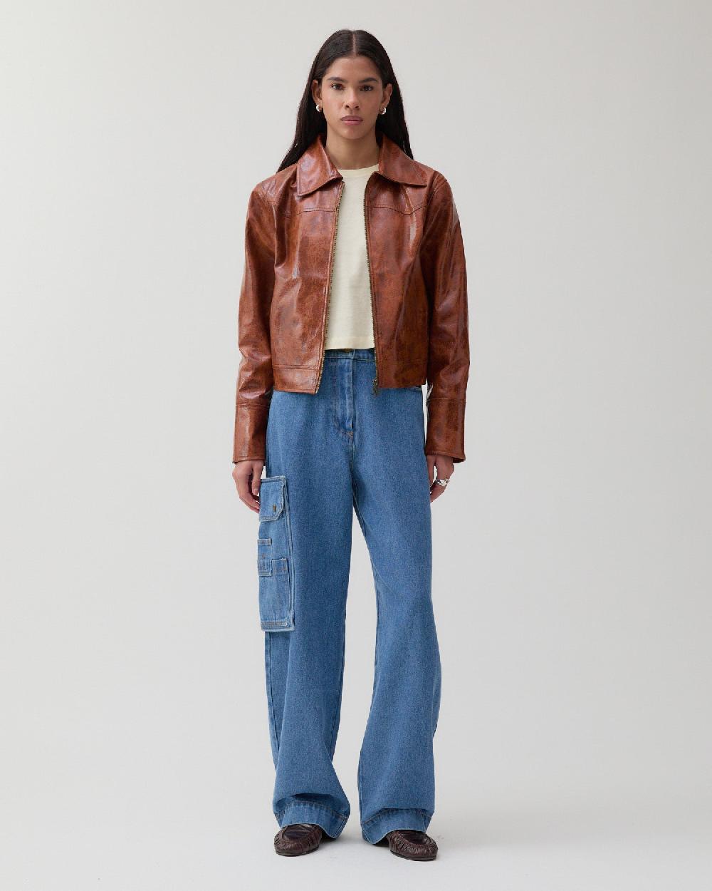 rejina pyo Rowan Jacket Faux Leather Brown