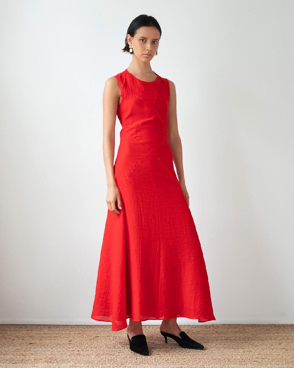 rejina pyo Sadie Dress Tencel Blend Red