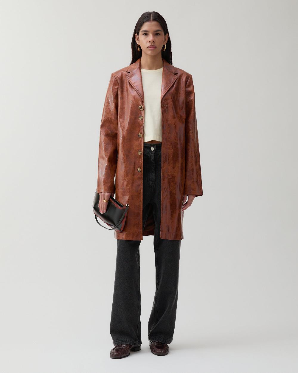 rejina pyo Samantha Jacket Faux Leather Brown