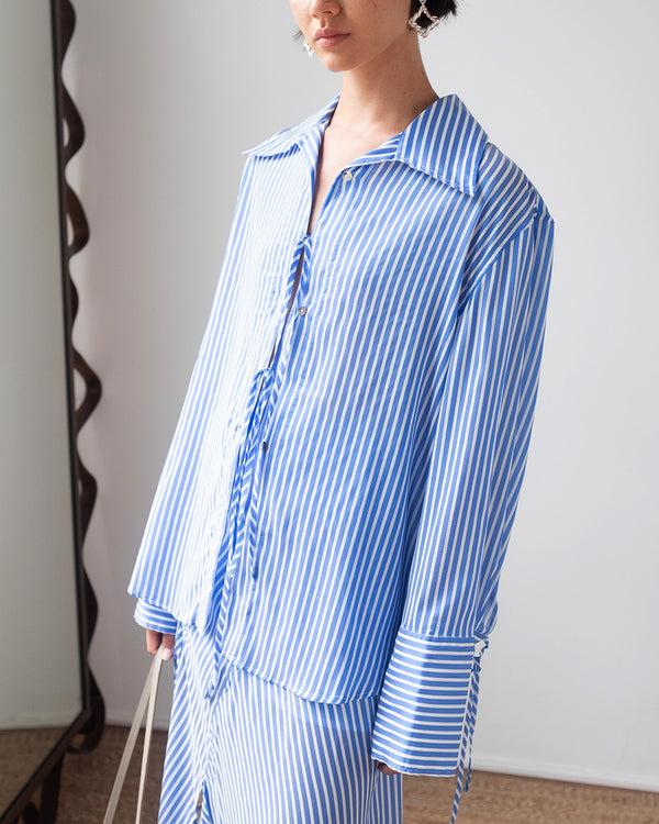 Rejina Pyo Saskia Shirt Satin Stripe Blue