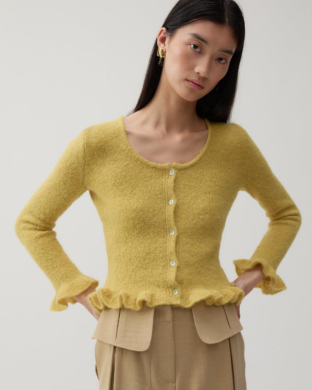 rejina pyo Savie Cardigan Alpaca Blend Yellow
