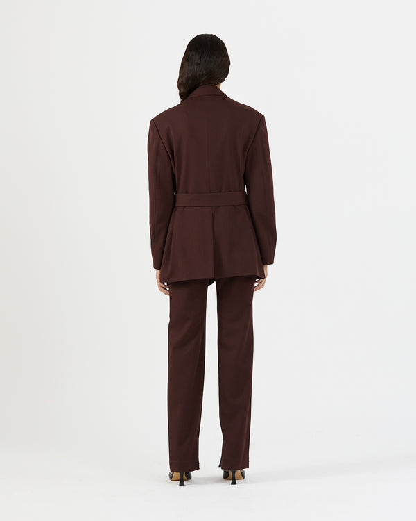 Rejina Pyo Simone Jacket Wool Blend Twill Burgundy