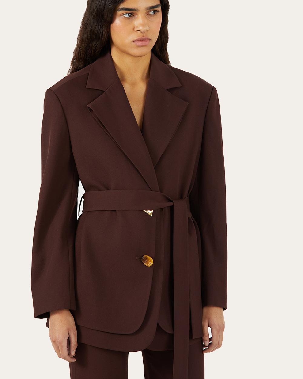 rejina pyo Simone Jacket Wool Blend Twill Burgundy