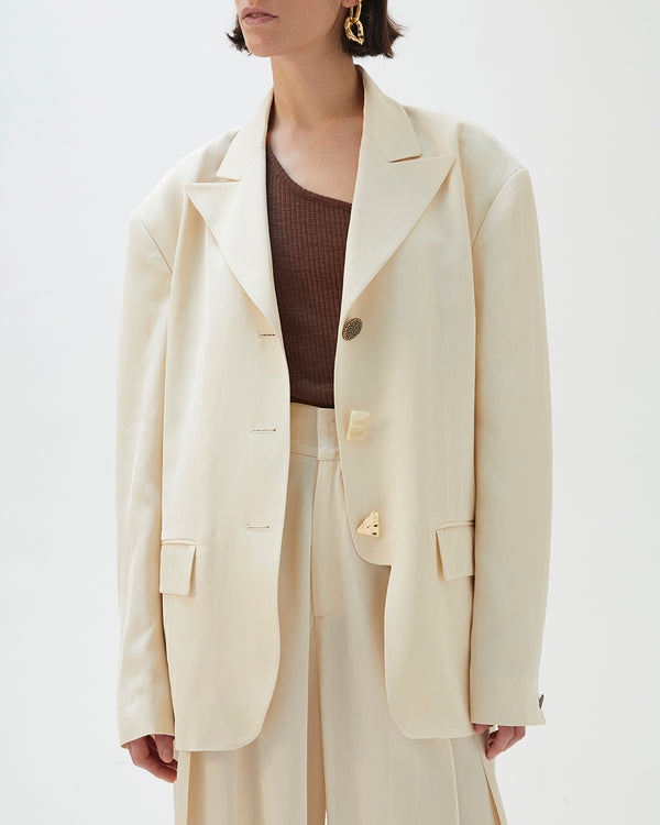 Rejina Pyo Sloane Jacket Viscose Twill Off-White