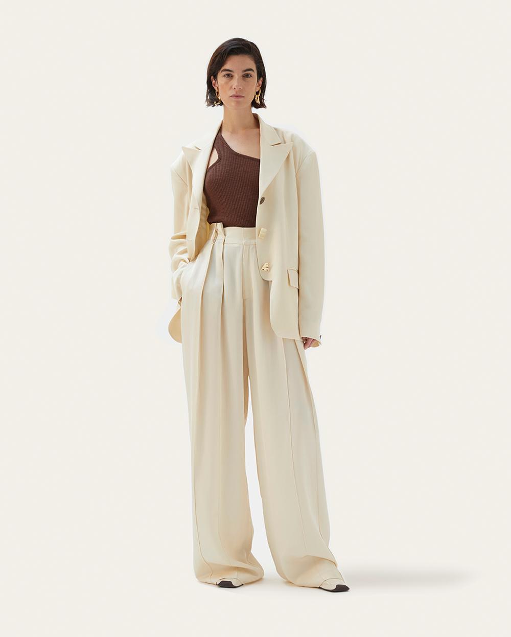 rejina pyo Sloane Jacket Viscose Twill Off-White