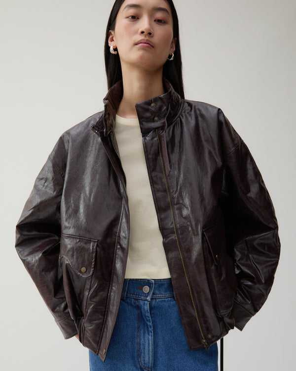 Rejina Pyo Sofie Jacket Faux Leather Burgundy