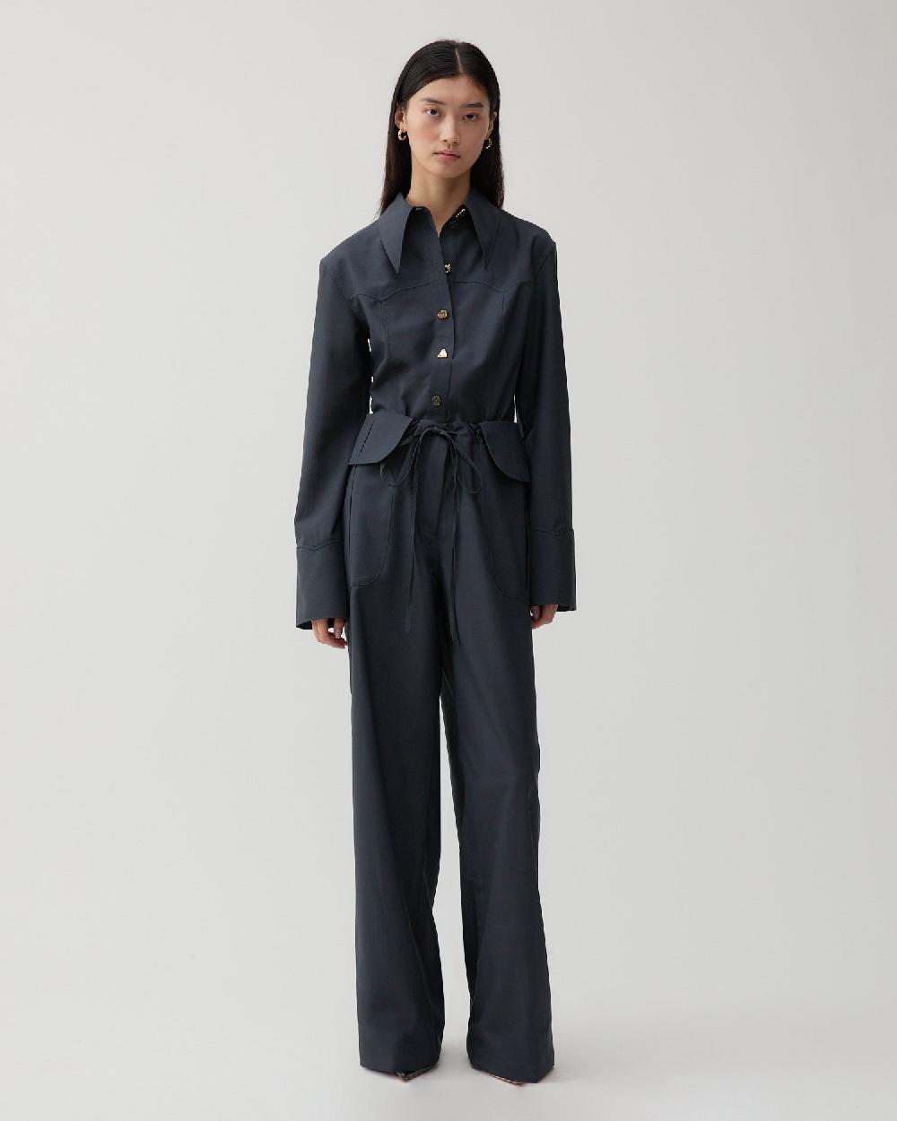 rejina pyo Sonia Trousers Wool Blend Suiting Slate