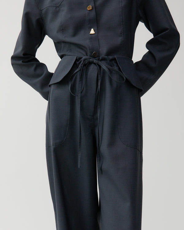 Rejina Pyo Sonia Trousers Wool Blend Suiting Slate