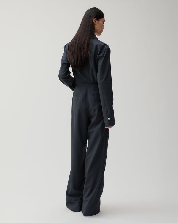 Rejina Pyo Sonia Trousers Wool Blend Suiting Slate