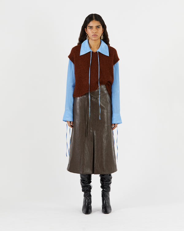 Rejina Pyo Spencer Vest Alpaca Blend Brown