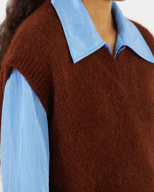 Rejina Pyo Spencer Vest Alpaca Blend Brown