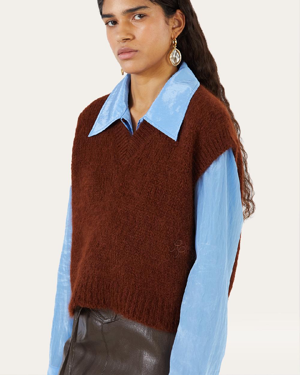 rejina pyo Spencer Vest Alpaca Blend Brown