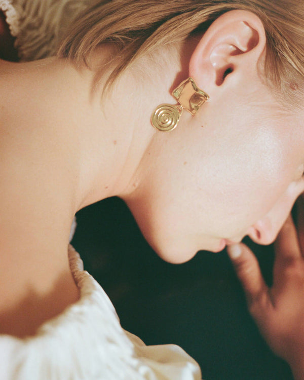 Rejina Pyo Swirl Fold Earrings Gold Plated