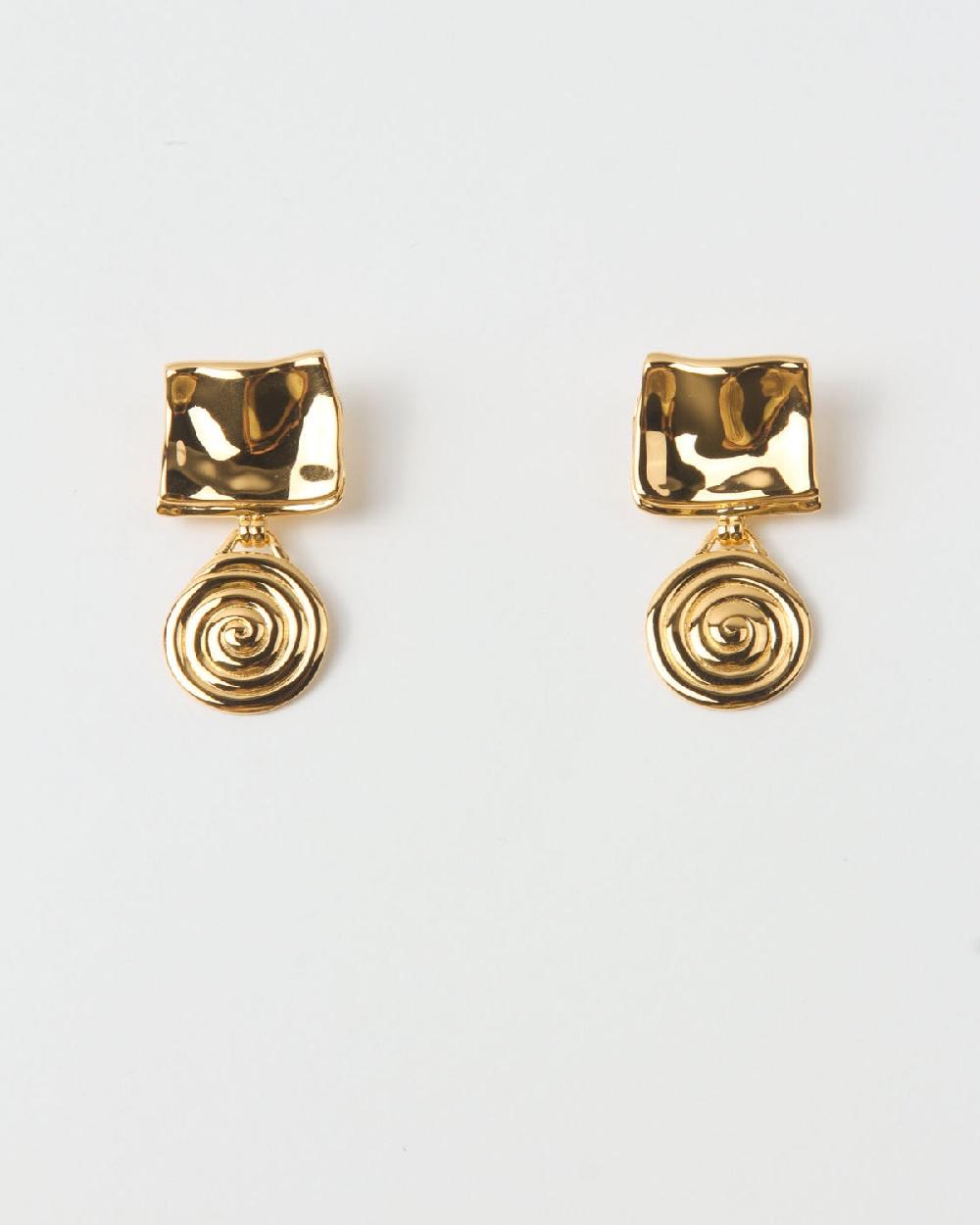 rejina pyo Swirl Fold Earrings Gold Plated