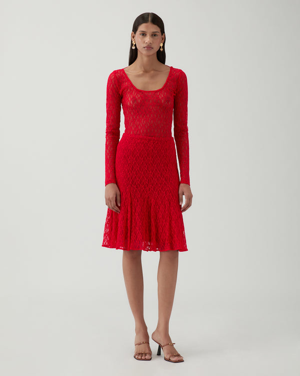 Rejina Pyo Taylor Skirt Lace Red